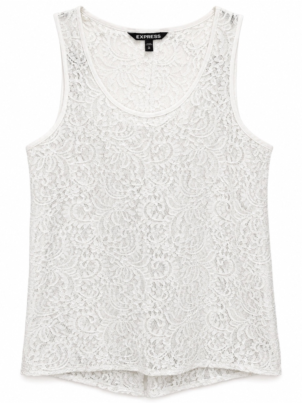Express XS White Floral Lace Tank Top Coquette Romantic Sleeveless